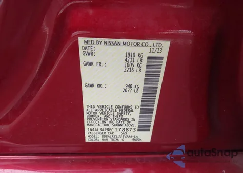 2014 Nissan Altima 2.5 S from USA, damaged, VIN 1N4AL3AP8EC178873